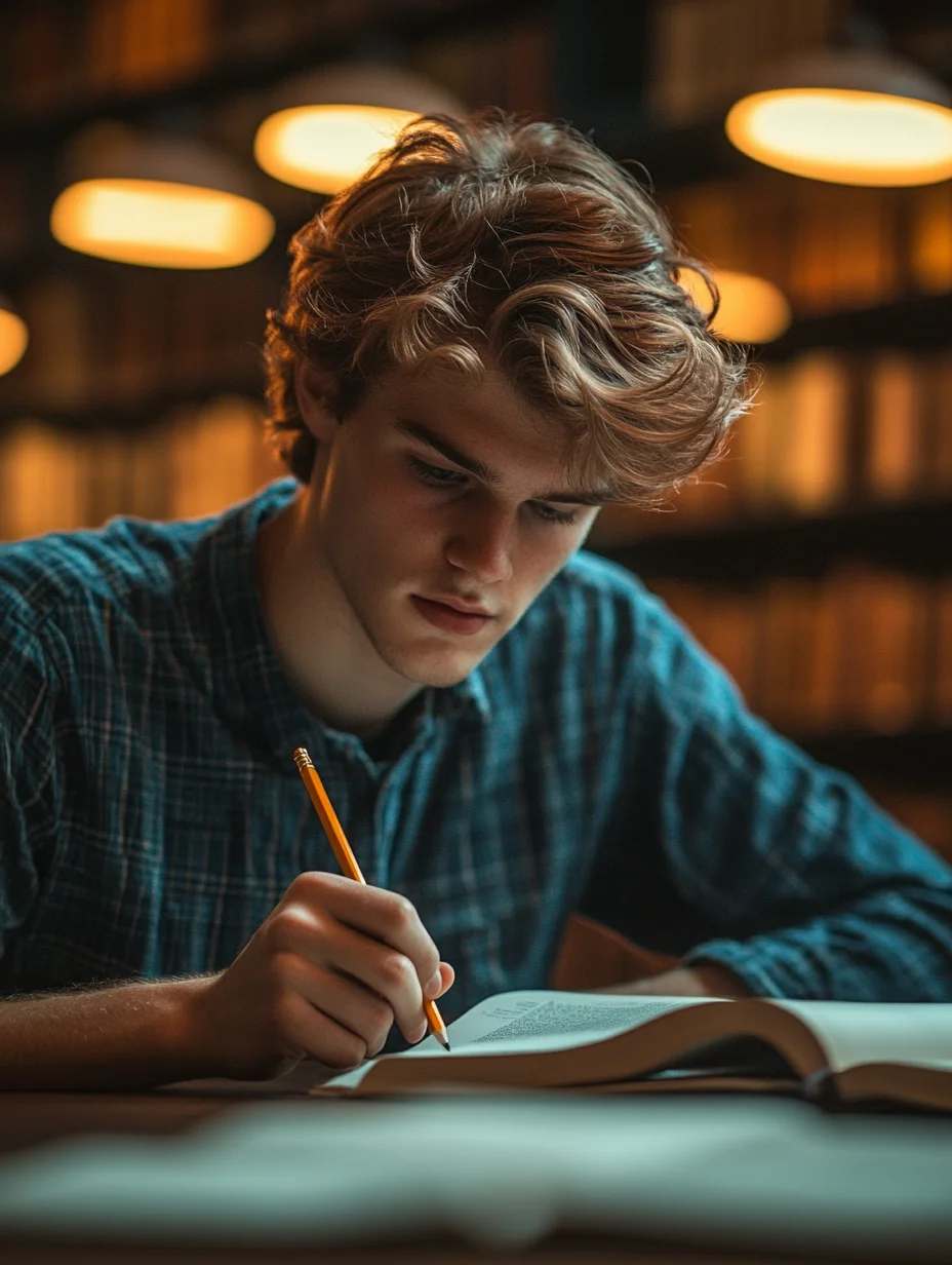 American man studying late at university library with iou education loan funded courses