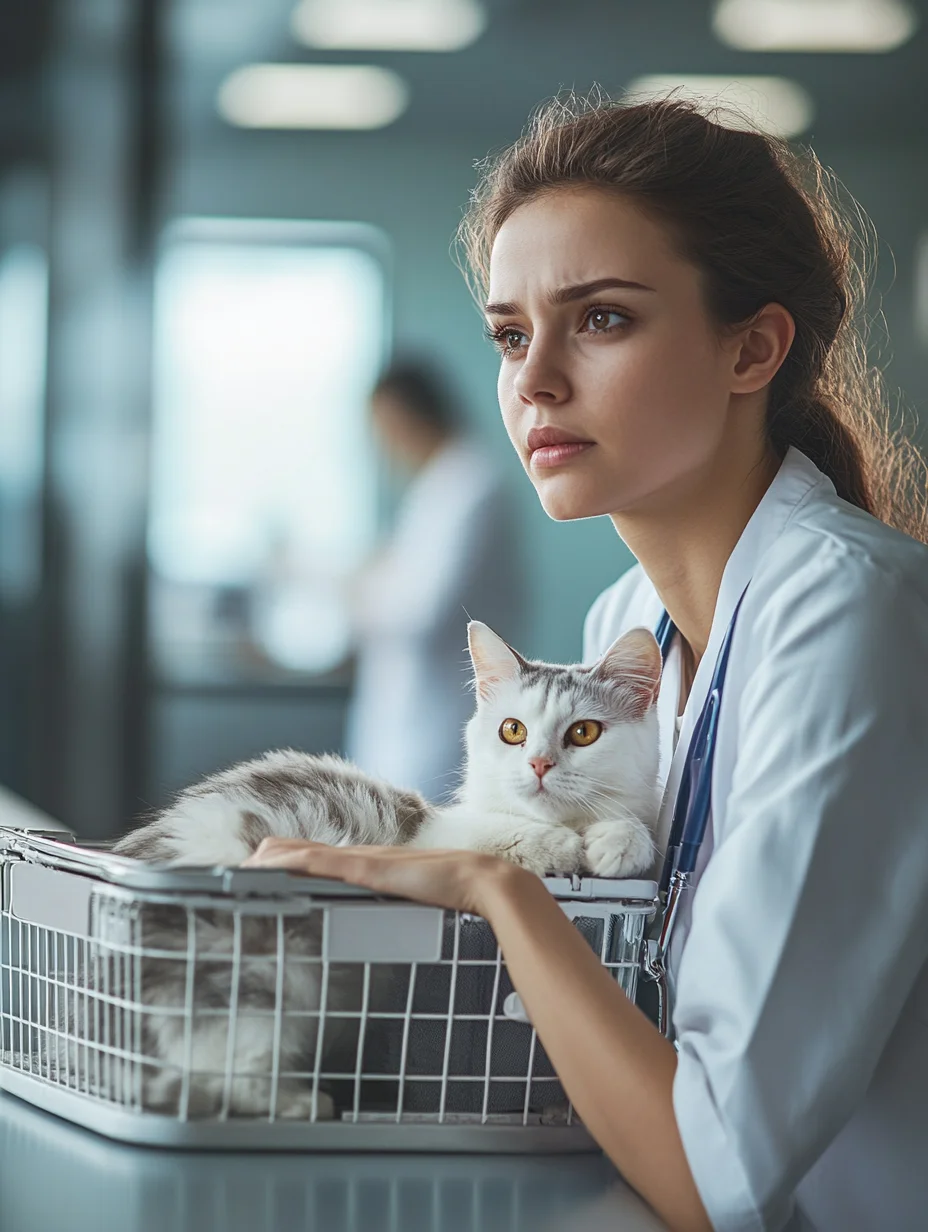 American woman using iou pet loan for veterinary care