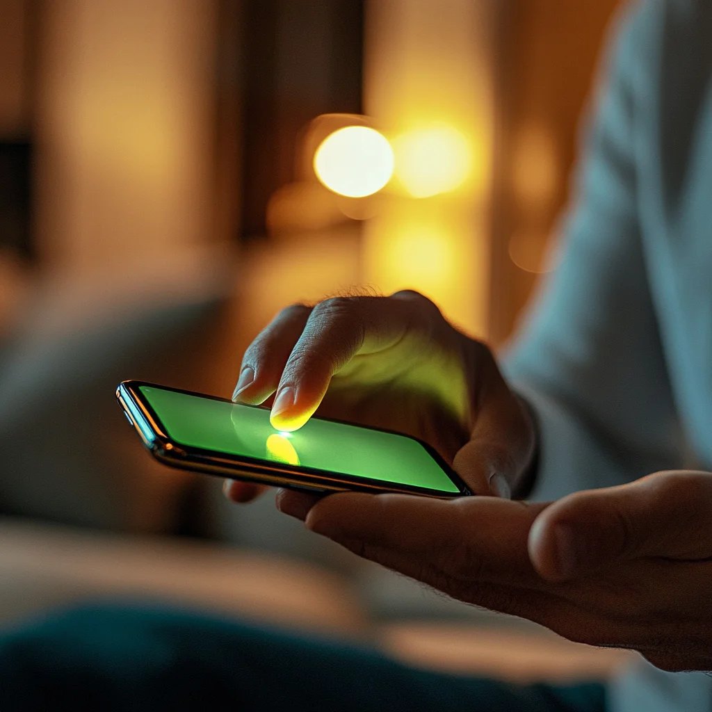 American man checking iou financial loan application on smartphone